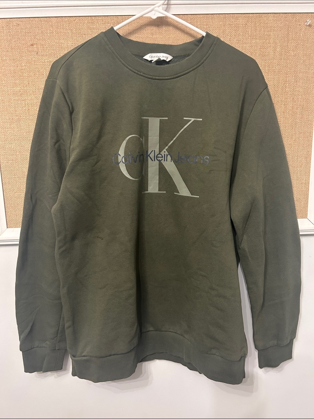 Calvin Klein Olive Green CK Logo Crewneck Sweatshirt